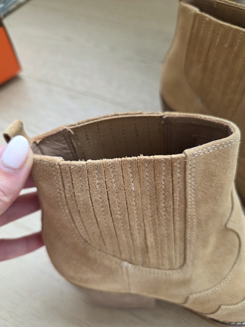 Sam Edelman Winona Western Suede Booties Size 8 Tan - Picture 7 of 8